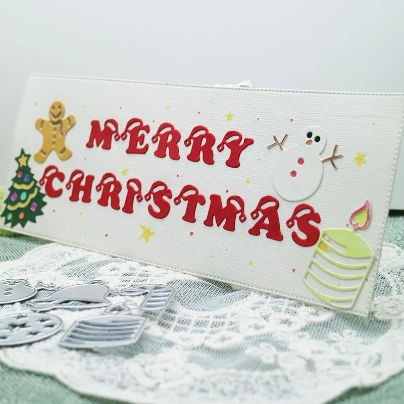 Modèle de gaufrage de scrapbooking de Noël BLOKnife, matrices de découpe en métal, bricolage, carte de voeux, poinçon, galets, artisanat