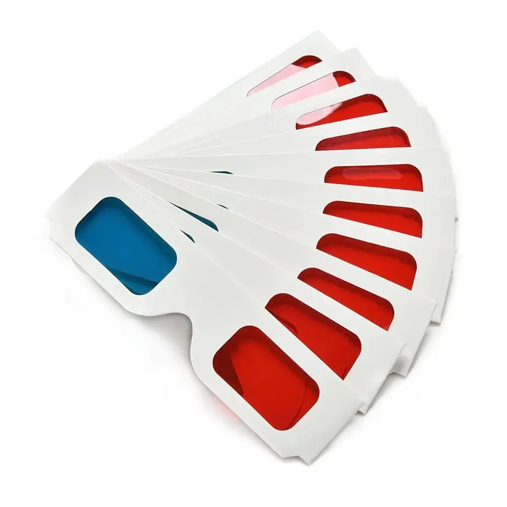 10Pcs Universal Red Blue 3D Glasses Cyan 3D TV Movie Game Glasses DVD Real Cinemas Cardboard Paper Glasses