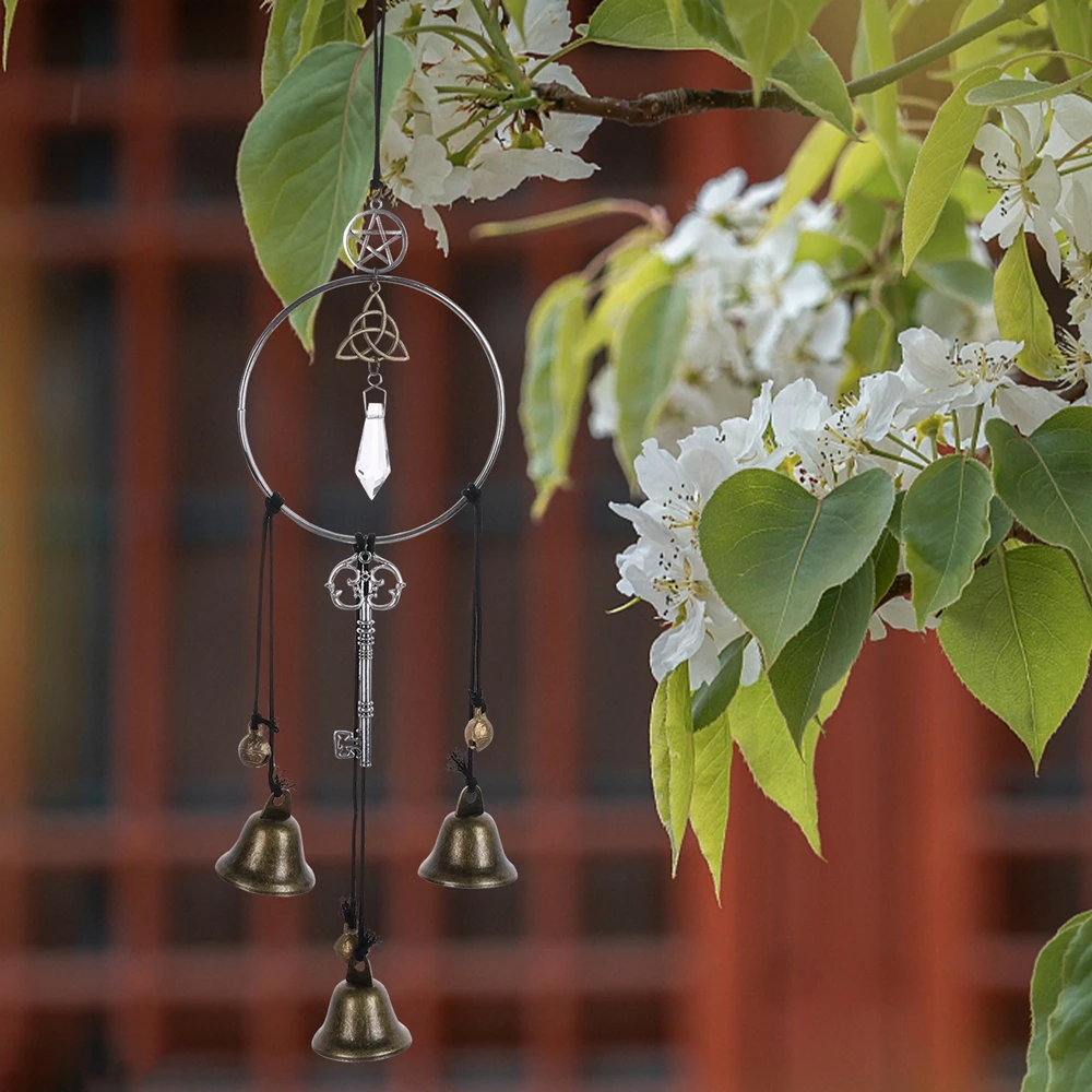 Beato Witch Wind Chime Crystal Stone Evil awarding Handmade Bell Pendant Room Decoration maniglia della porta Witch Bell