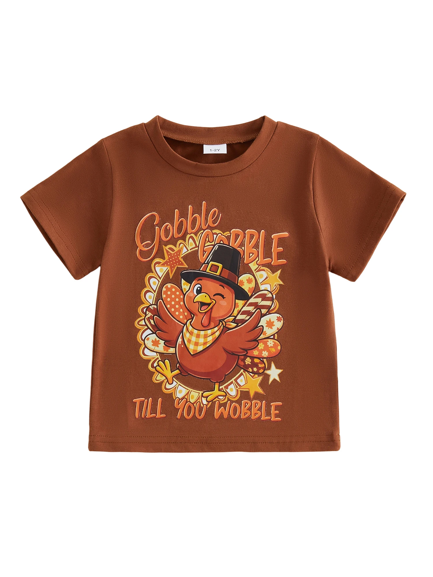 Boy Letter Turkey Print Shirt-Summer Kids Boy Print Short Sleeve Turkey-Print Kids Boy Thanksgiving Letter