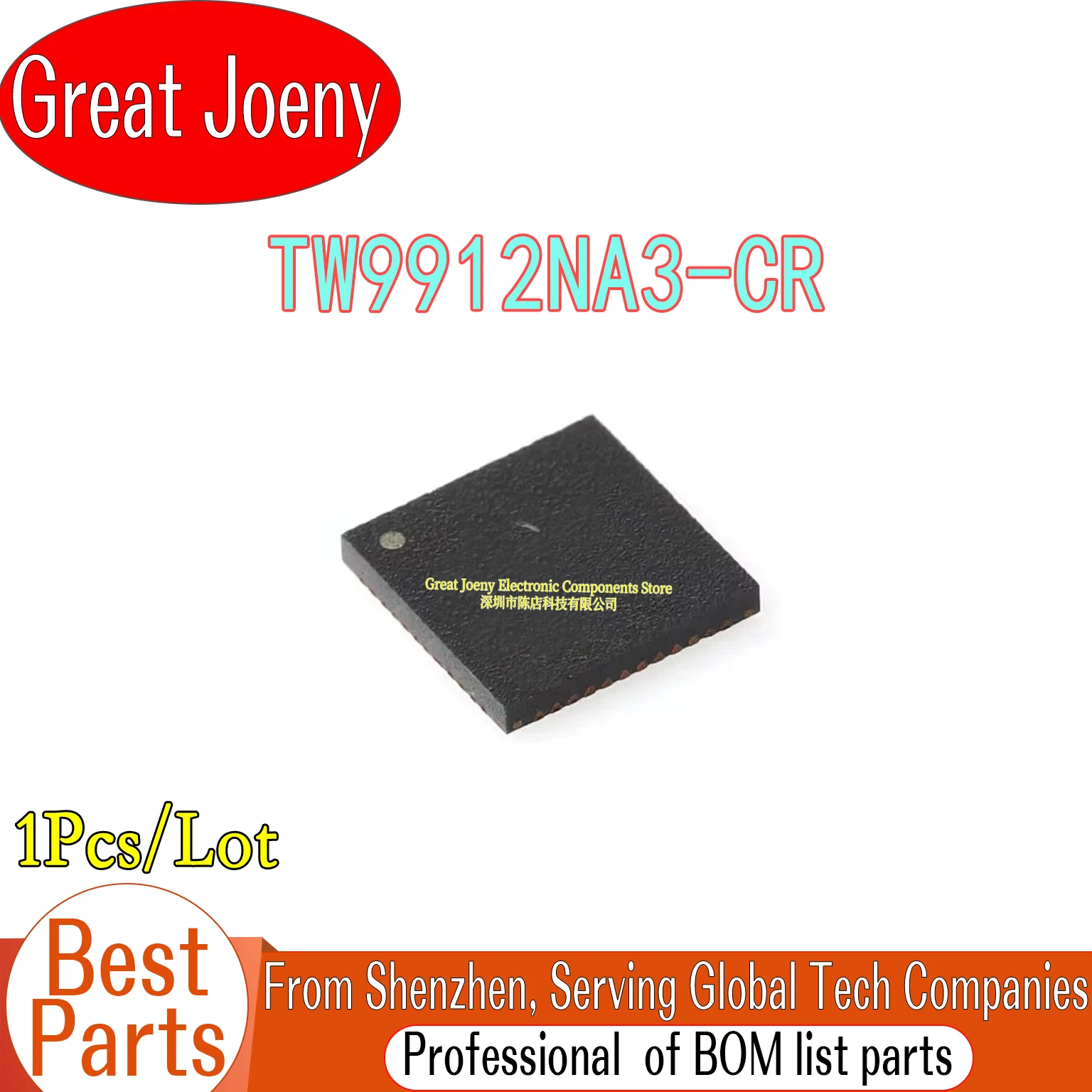 

100% New Original TW9912 TW9912NA3-CR TW9912NA3 IC Chipset TW9912-NA3-CR QFN-48