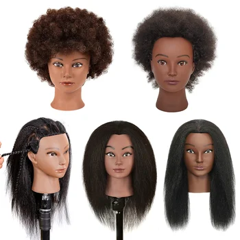 Głowy manekinów afro do plecionki Mani dedi Hair Dolls Prawdziwy ludzki trening Model fryzjerski Naturalny damski zestaw fryzjerski Peruki
