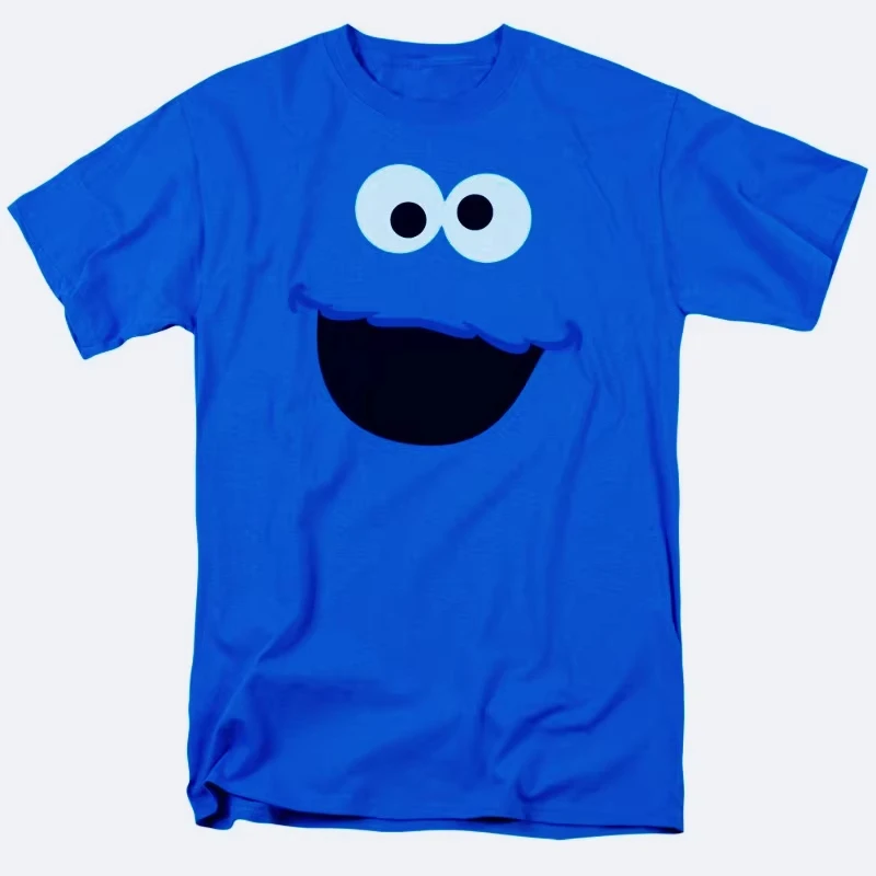 Camiseta Popfunk Sesame Street Biscuit Monster, camiseta deportiva informal de alta calidad para parejas, moda urbana