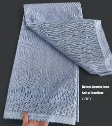 5 yards Grey Deluxe Cotton Lace Eyelets Textured Soft African Fine Voile Inspired Fabric Nigerian Modern Occasional Wear