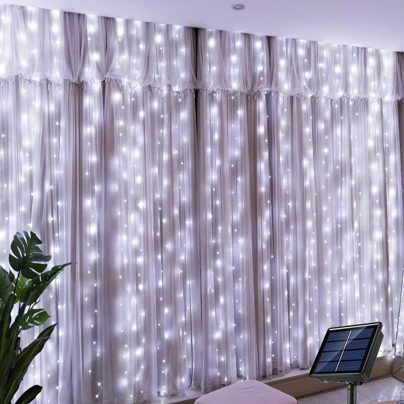 IEEYEEY Solar LED Vorhang Licht Outdoor Girlande Solar Fee String Licht Pavillon Garten Party Urlaub Weihnachten Decor Kupfer Draht Lampen 3