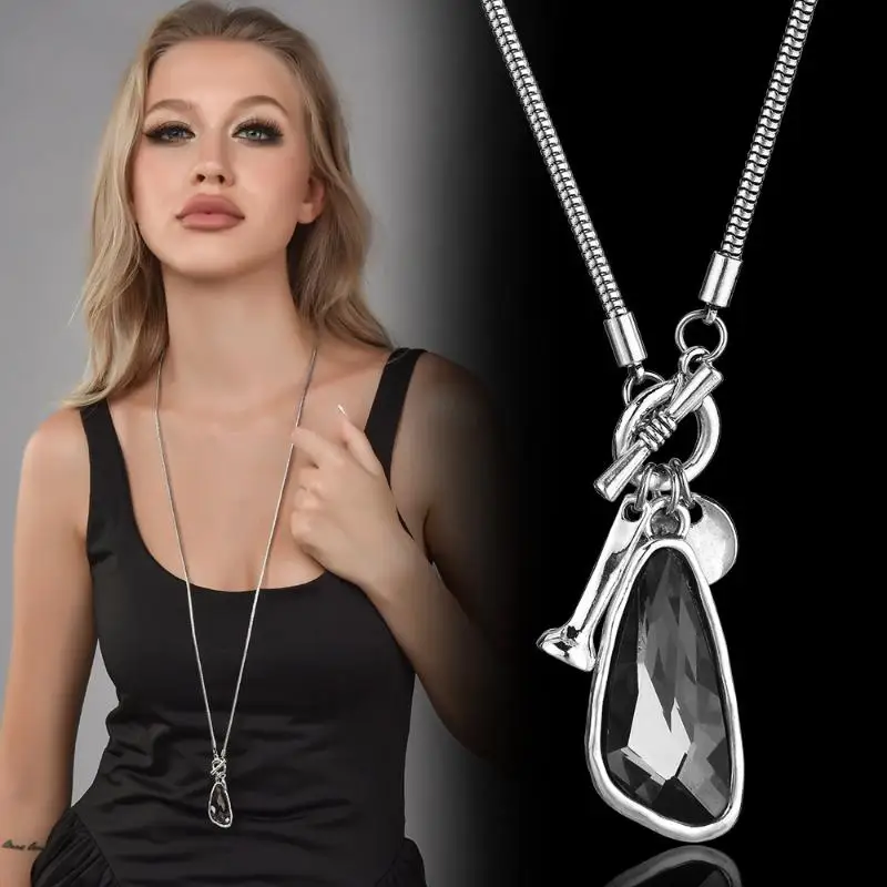 قلادة طويلة الإناث الشتاء سترة سلسلة غير النظامية كريستال قلادة جالبة للحظ المختنق قلادة للنساء هدايا أنيقة #4