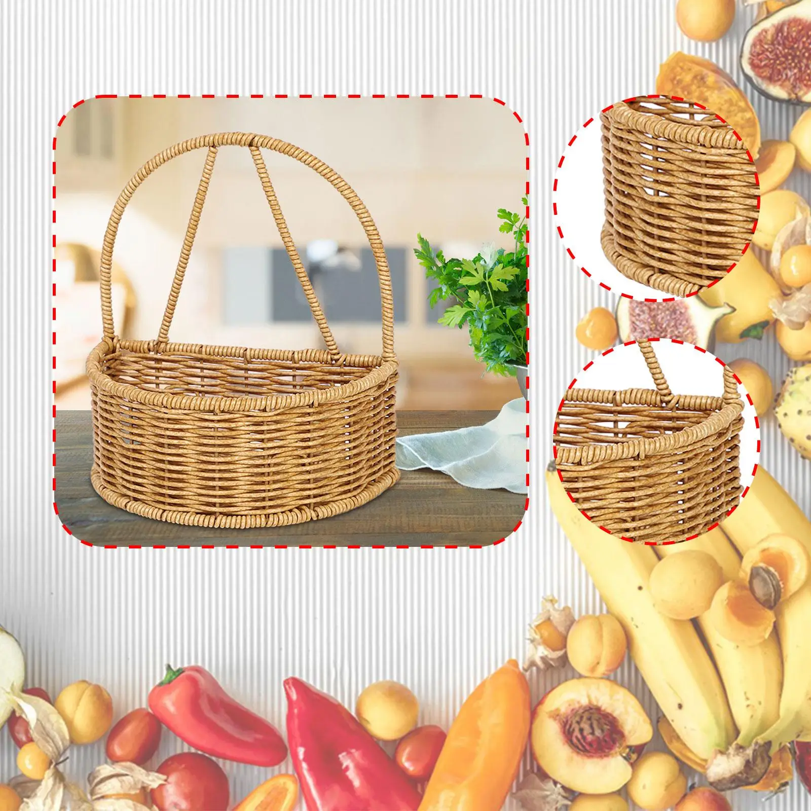 

Hanging Storage Basket Handwoven Storage Organizer for Office Kitchen Closet