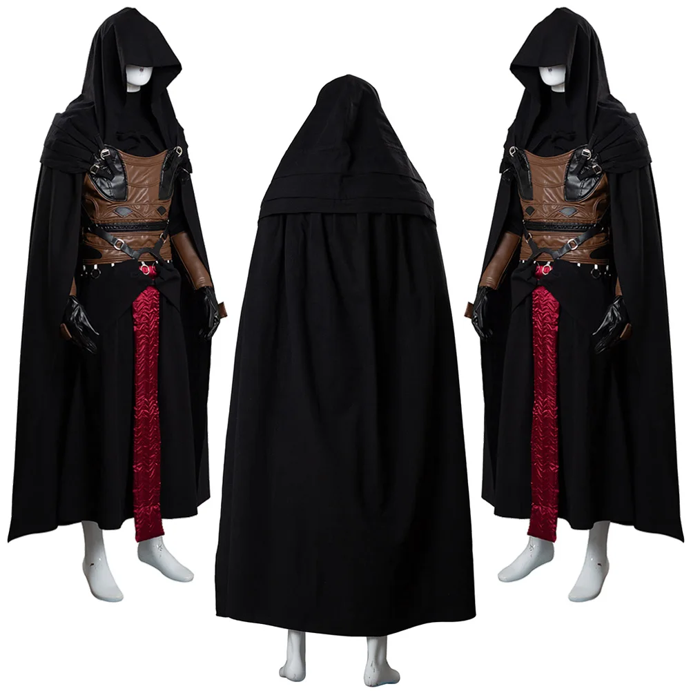 Darth Cosplay Revan Costume Movie Space Battle Disguise Costume Men Adult Black Cape Uniform Full Set Clothing Halloween Suits