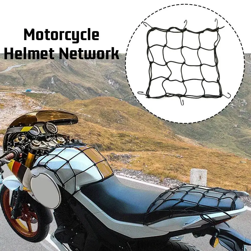 Motorcycle Helmet Storage Trunk Bag Motorcycle Luggage Bag Net Hook Hold Web Mesh Luggage Cargo Adjustable Net R0P9