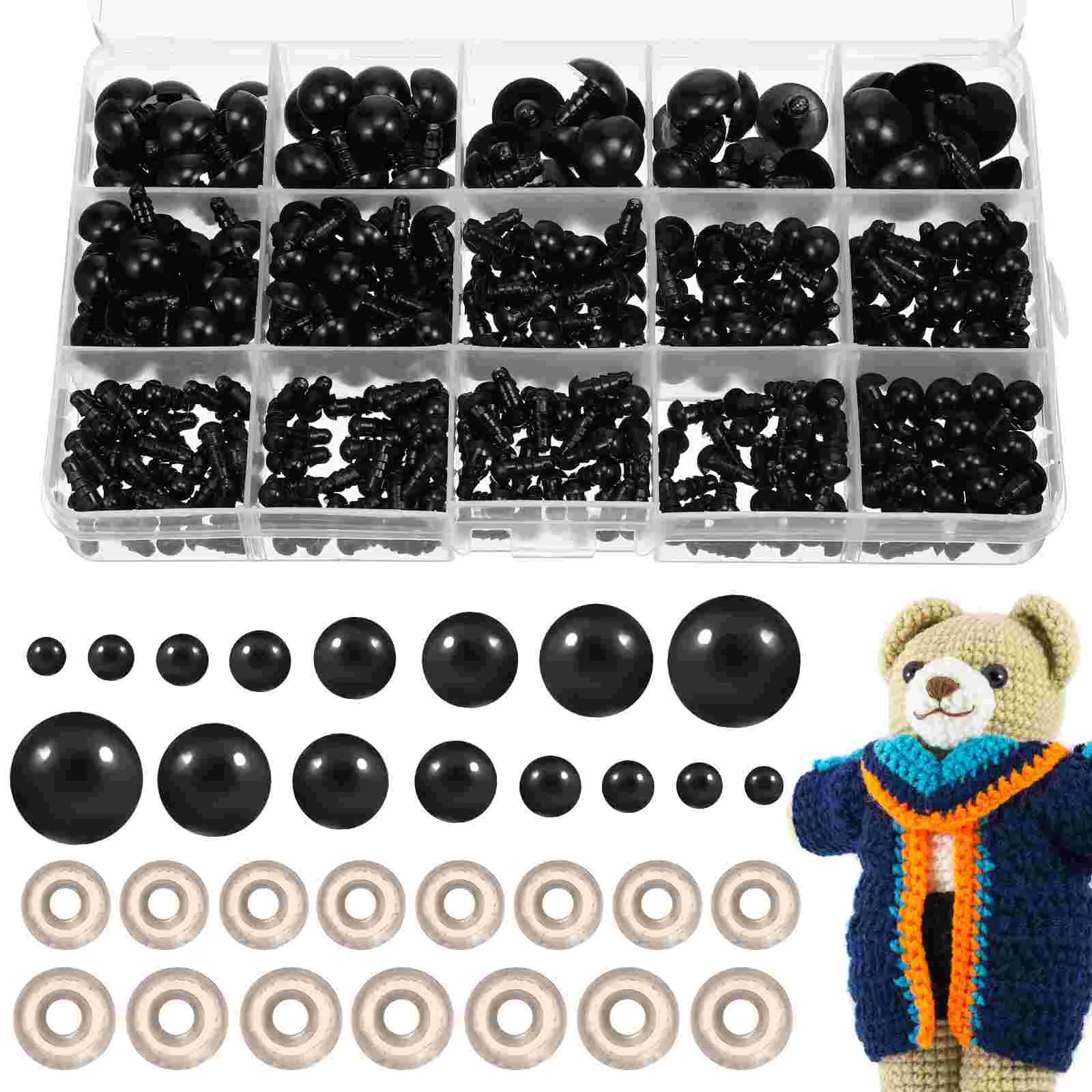 

800PCS Plastic Animal Washers for Stuffed Animals Craft Dolls Puppet Eyes Assorted Sizes for Crochet Toys Baby Toys