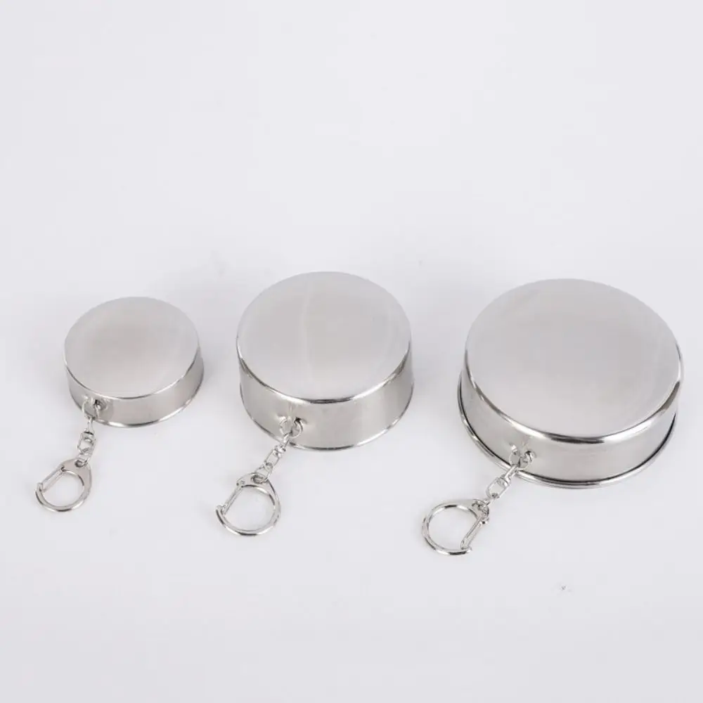 Sturdy Stainless Steel Folding Cup Collapsible 3 Size Water Drinking Cup Portable with Keychain Camping Mug Hiking