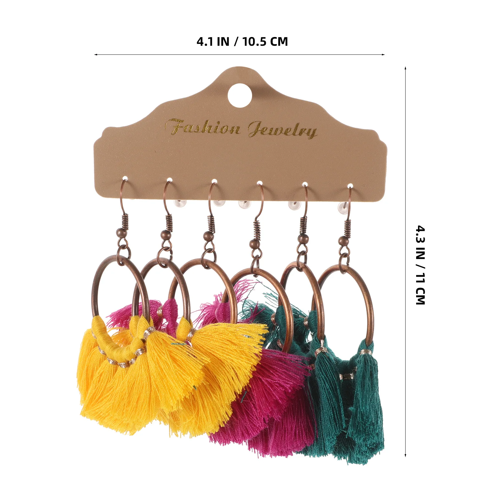 

3 Pairs Bohemian Earring Set Earrings Fashion for Women Accessories Dangle Colorful Layered Tassel Polyester Dangling Man
