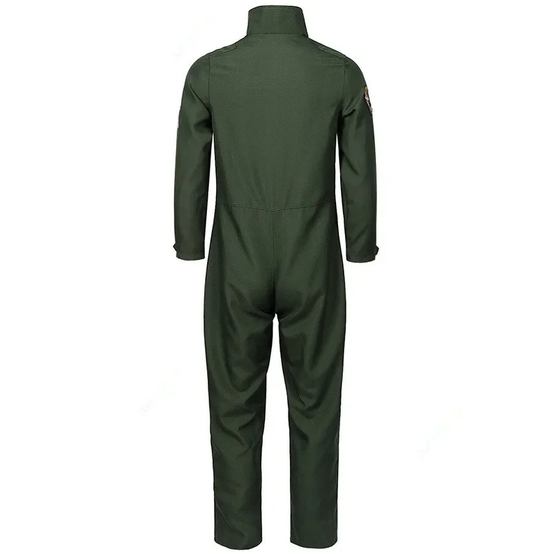 New Adult Costume Air Force Flight Suit Role-playing Outfit with Pilot Accessories Men's Military Green Military Pilot Jumpsuit