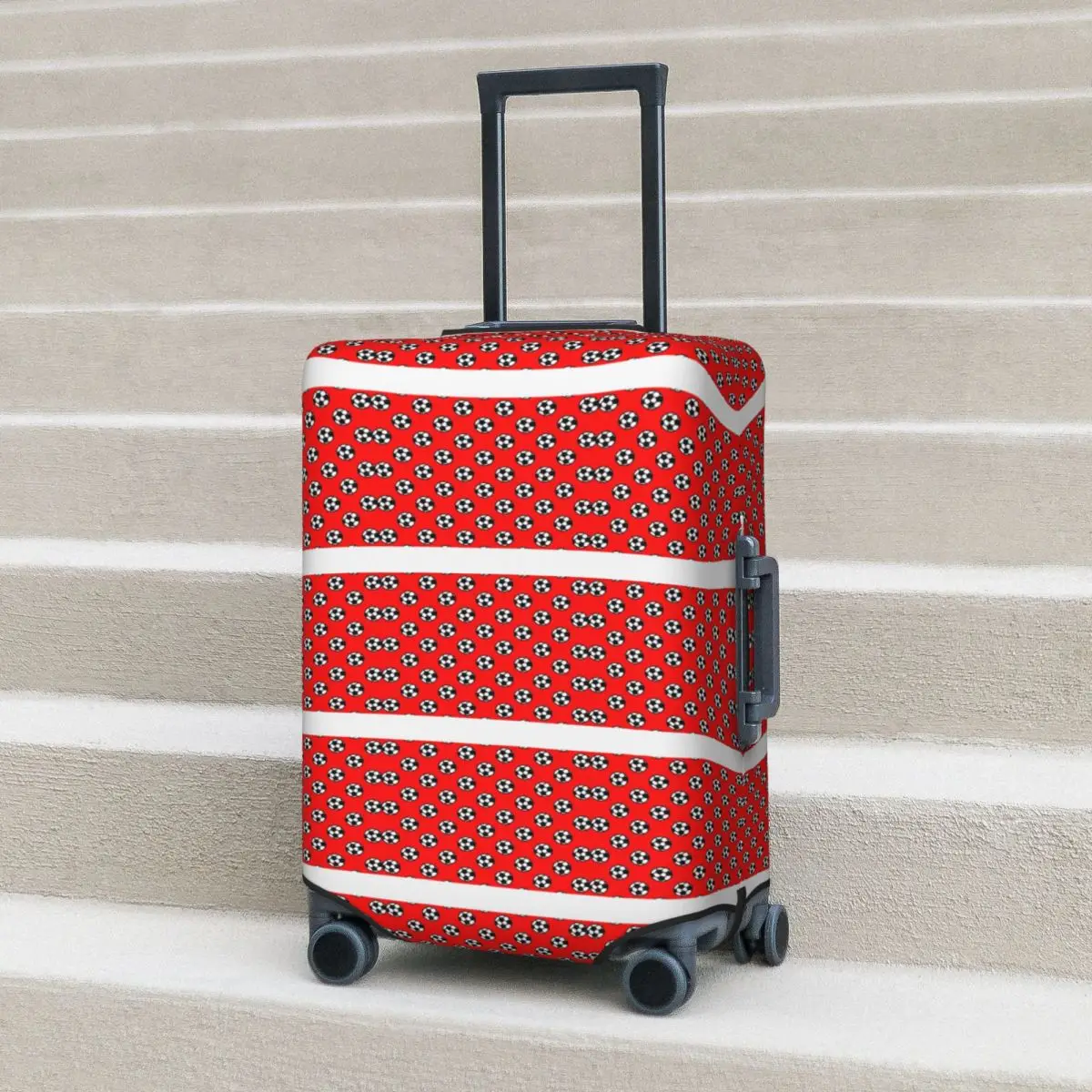 Soccer Ball With Red Background Pattern Suitcase Cover Protection Elastic Travel Luggage Protector Covers for 18-32 Inch
