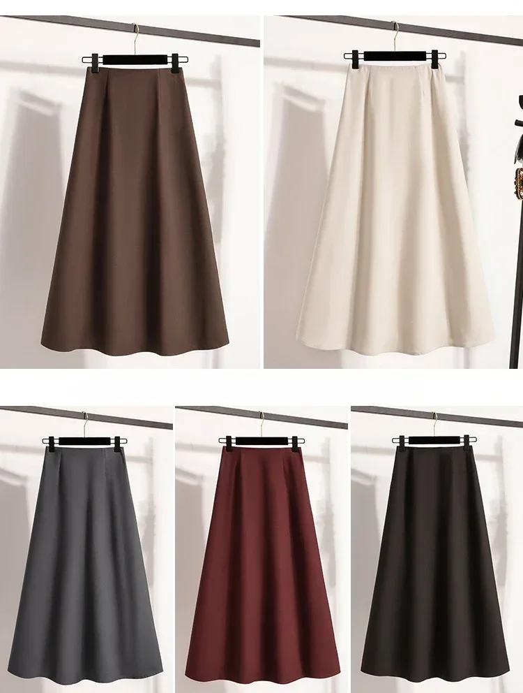 Koreanischer Stil, einfarbig, hohe Taille, elastischer Bund, Damen-A-Linien-Röcke, Alltagskleidung, Frühjahr/Herbst 2026, neu, elegant, vielseitig. – Detail 2