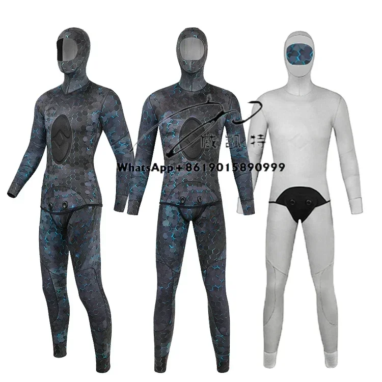 DIVESTAR New Design Customized 3/5 Mm Neoprene Camo Pretty Heat Retention Titanium Coating Spearfishing  Wet Suit for Hunting