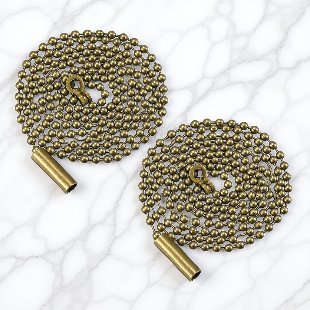 

2pcs Beaded Pull Chain Bronze For Wall Lamp Ceiling Fan Light Fixture Replacement Parts Chain Extender Connector Lamp
