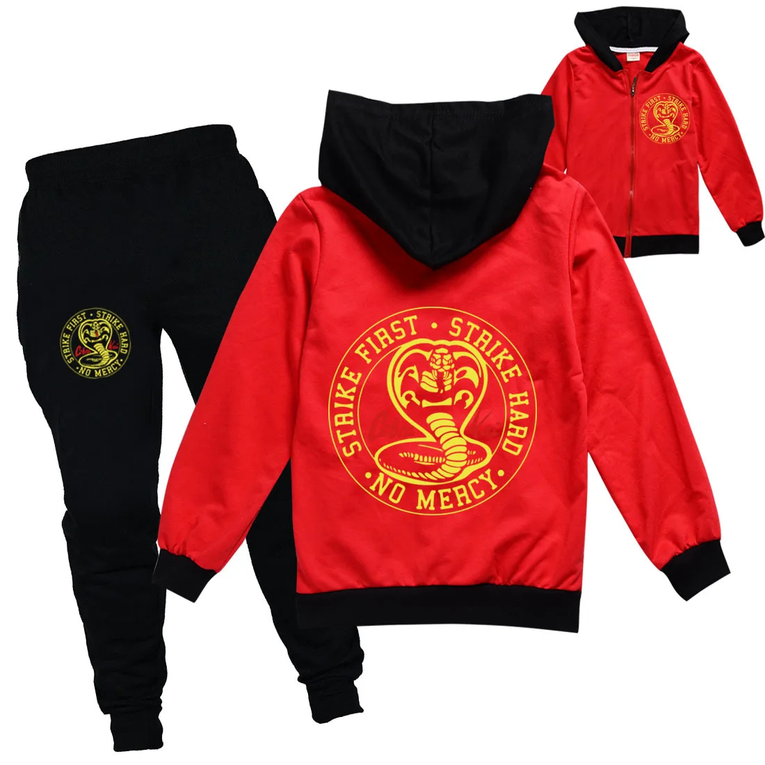 2021 Spring New Cobra Kai Hoodie Suit Cotton Kids Jacket And Pant Two-piece Children Clothing Set 2-16Years Girl Boys Clothes