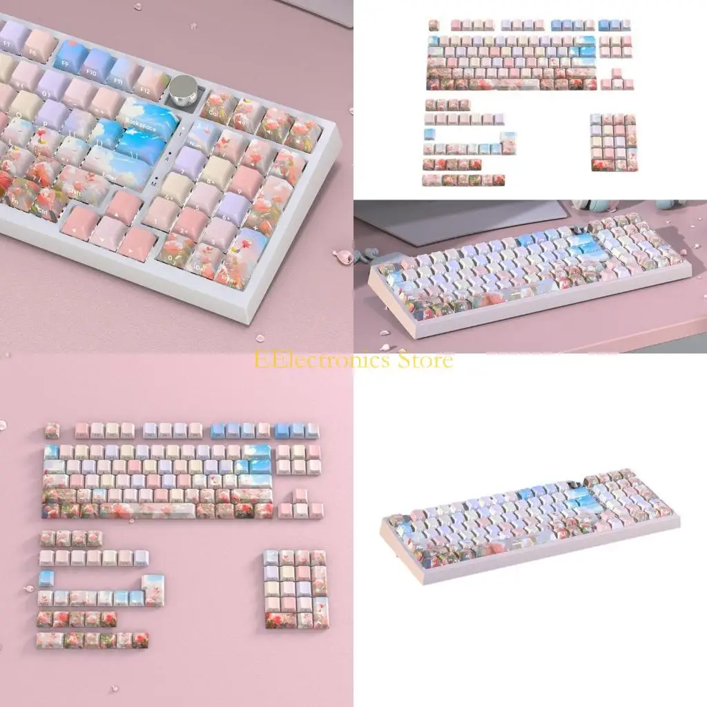 

B03C PBT -клавишные клавиши раскрашенные розовые Dable Shot DiseSublimation CherryProfile 134Keys