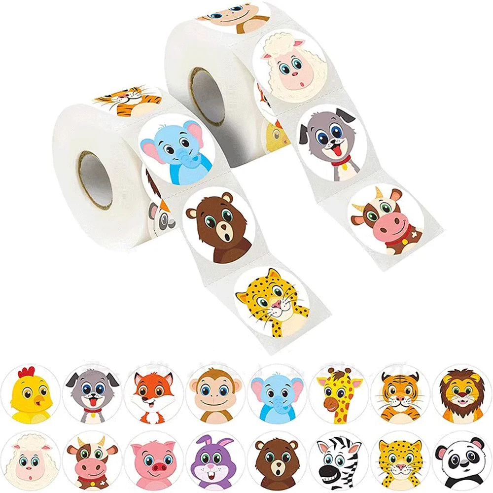 

500pcs/roll DIY Stickers Panda Printed Round Label Carton Sealing Adhesive Roll