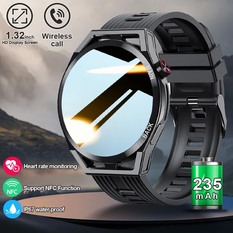 

Смарт-часы LIGE 2026 для мужчин с голосовым управлением, военным дизайном, мониторингом здоровья, NFC, HD-звонками по Bluetooth, водонепроницаемые, для фитнеса и спорта