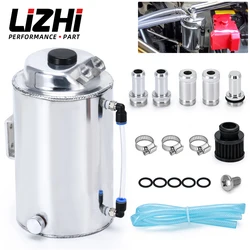 LIZHI RACING - 2L 2 LITRE ALUMINIUM POLISHED ROUND OIL CATCH CAN TANK WITH BREATHER FILTER LZ-TK01