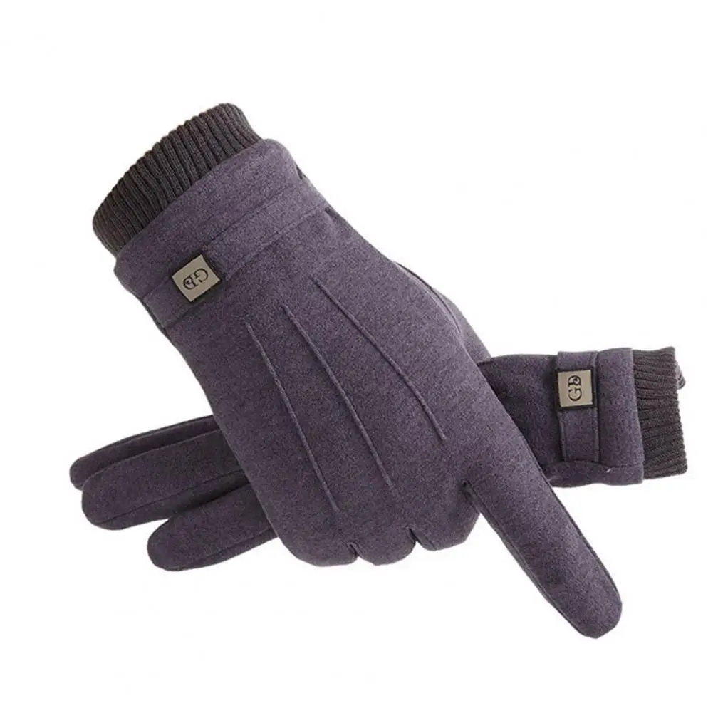 Guantes de ciclismo para hombre, manoplas simples de forro de felpa, talla única, de dedo completo, para senderismo, 1 par