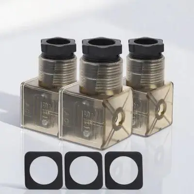 

3Pcs Brown Solenoid Valves Connector 3 Prong Plug Coil Indicator Light Hydraulic Solenoid Accessories Din 43650 Connector