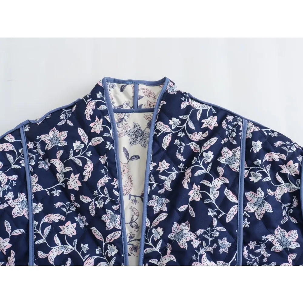 女性のためのリバーシブルパッド入りジャケット,花柄,ルーズ,ショートトップ,アウター,新品,冬
