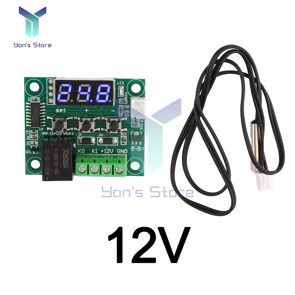 1Pcs W1209 Digital Thermostat High Precision Digital Display Temperature Controller Module Refrigeration Heating DC12V -55℃~120℃