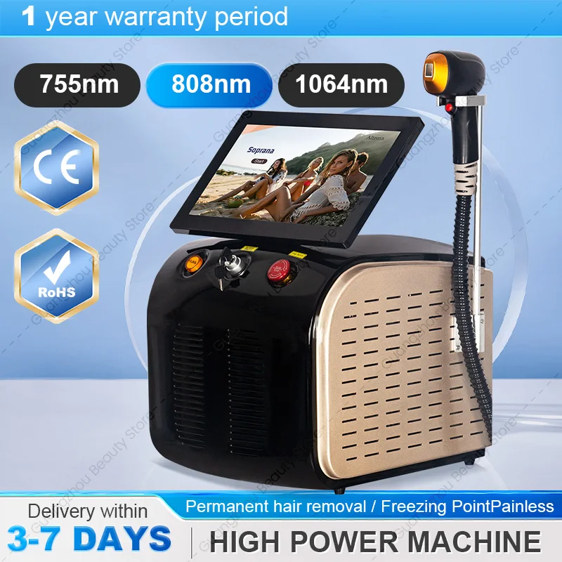 

Профессиональный диодный эпилятор 808 нм 4000 Вт Ice Platinum для безболезненного и перманентного удаления волос, омоложения кожи для салонов красоты