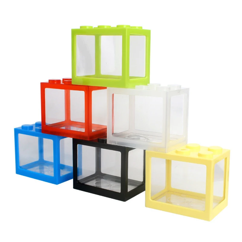 Creative Multicolor Stackable Building Blocks Ecological Mini Aquarium Fish Tank Small Reptile Insect Pet Box Landscape Seaweed