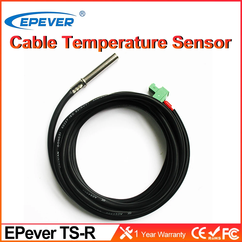 Temperature Sensor Cable RTS300R47K3.81A Fit for EPEVER MPPT Solar Charge Controller 10A-100A Tracer AN with 3.81/2P Connector