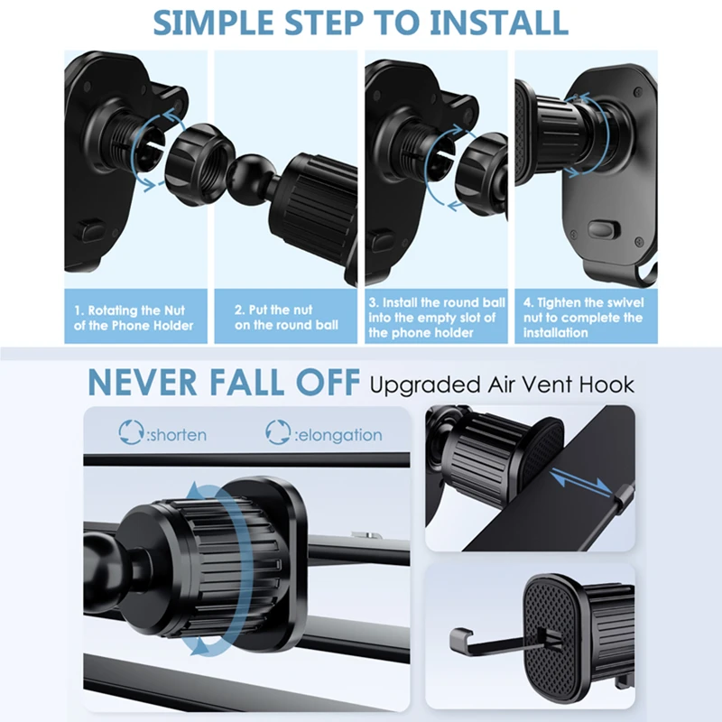 العالمي سيارة هوك قاعدة حامل هاتف الجاذبية حامل الهاتف المحمول لتحديد المواقع دعم السيارات تنفيس الهواء جبل آيفون 16 15 14 13 Xiaomi سامسونج