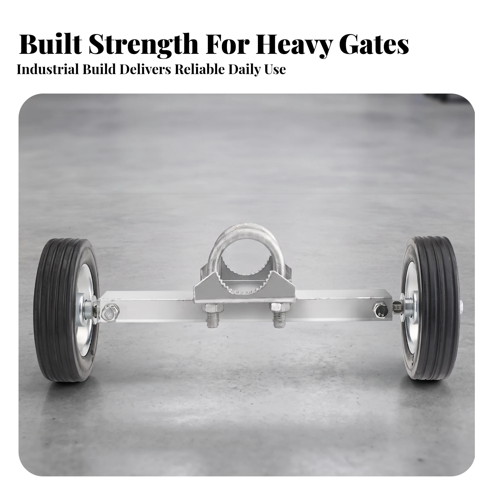 Rolling Gate Wheel with Double U-Bolts Heavy Duty Rolling Gate Wheel Assembly Hardware Rugged Low-Maintenance for Homeowners