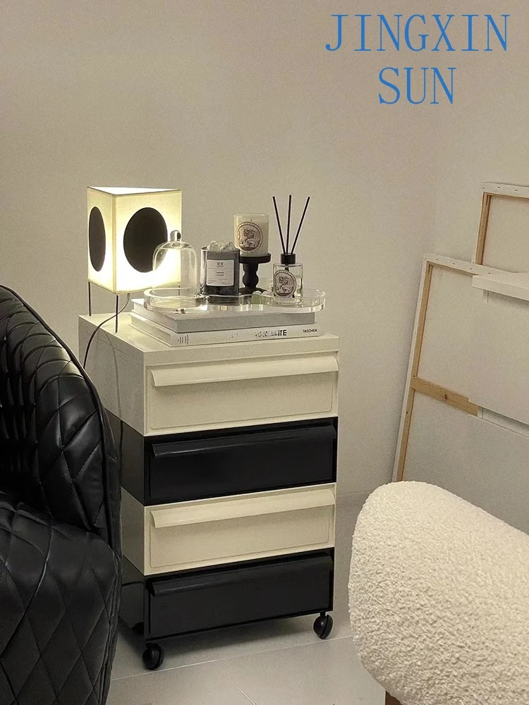 Bedside table medieval Nordic bedroom storage cabinet ins wind mobile creative cabinet living room simple plastic locker