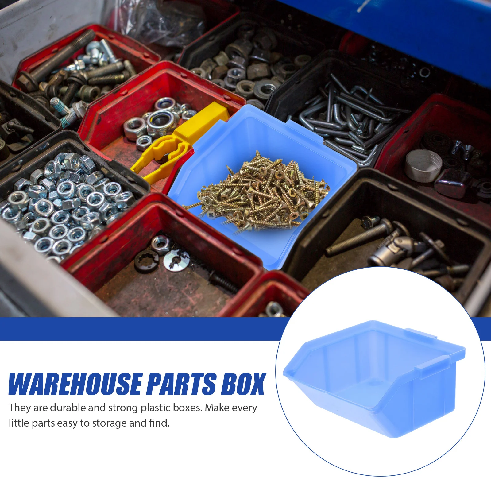 Plastic Storage Box 6pcs Stackable Organizer for Office Home Supplies Shelf Container