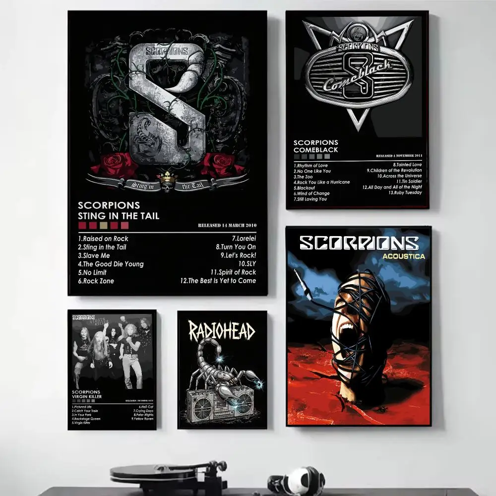 S-Scorpions Band Music Painting Calligraphy Self Adhesive Wall Art Waterproof Print For Bedroom Living Room Hallway Home Decor