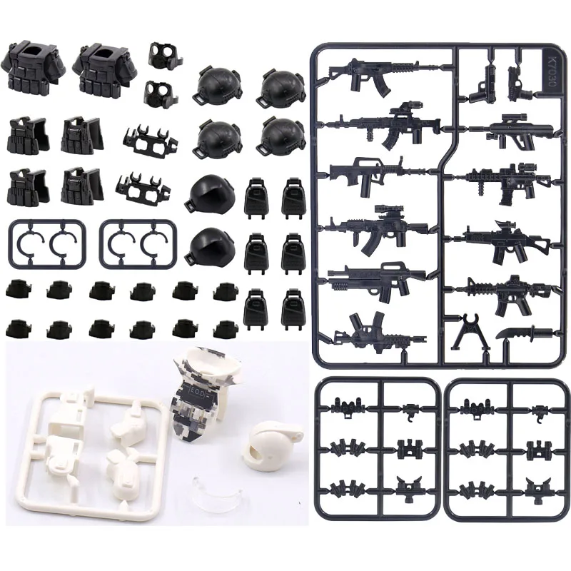 Military Equipment Camouflage Weapons Pack Vest SWAT Soldier MOC Figures Accessories Army Parts Building Block Bricks Toys B035