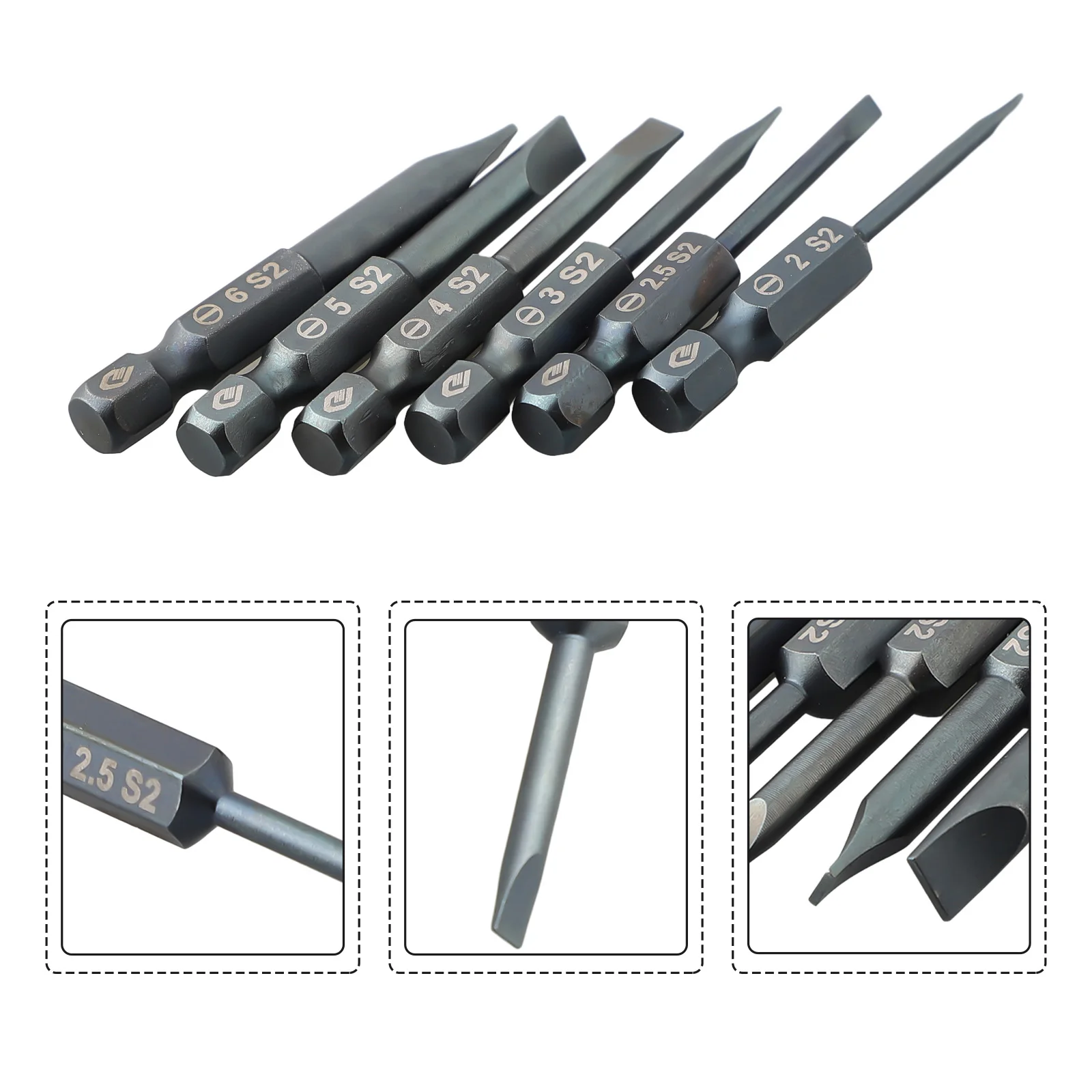 50mm Flat Head Magnetic Slotted Screwdriver Bit SL2.0 SL2.5 SL3.0 SL4.0 SL5.0 SL6.0 For Electric Screwdrivers Electric Drills