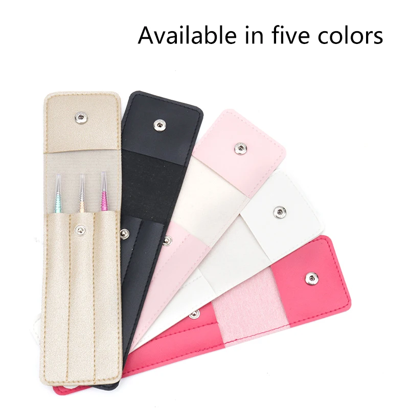 1pcs Eyebrow Clip Holder Storage Bag Collection Case Lash Tweezers Leather Cover Eyelash Extension Supplies Makeup Tools