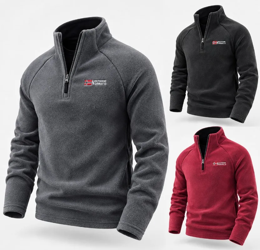 Men's Fleece Sweatshirt Half Zip Stand Collar Raglan Sleeve Thick Long Sleeve Regular Fit Casual Pullover Cold Weather