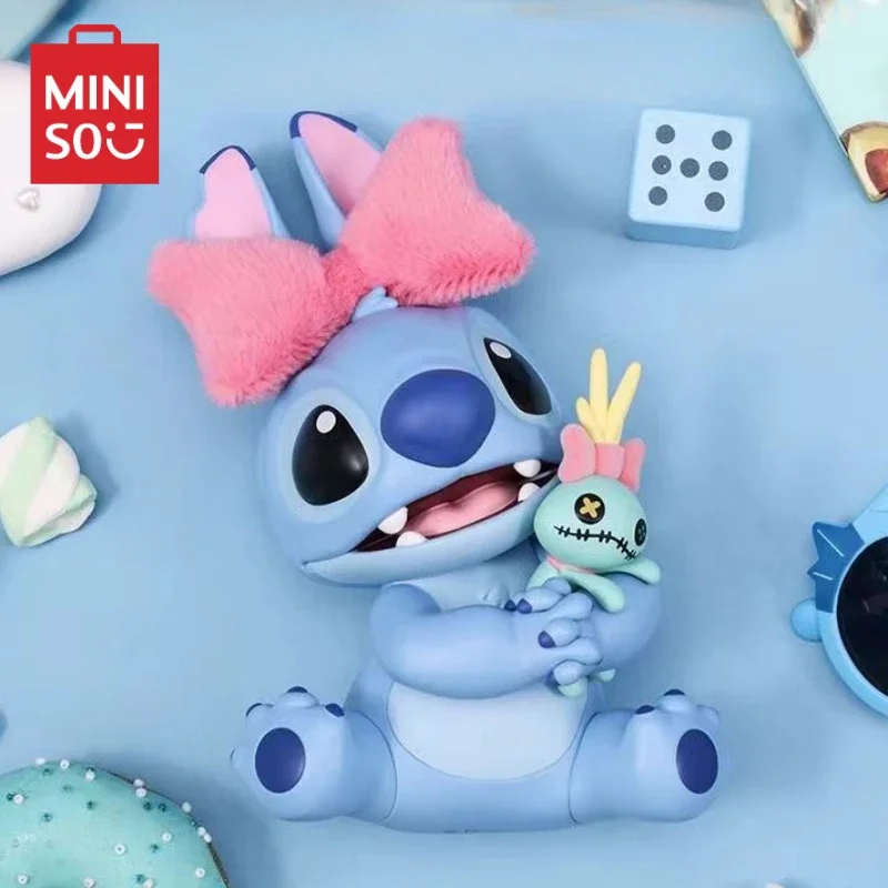 MINISO Disney Lilo & Stitch Model słodka ozdoba do przytulania dekoracja zabawki dla dzieci Anime peryferyjne prezent urodzinowy figurki zabawkowe