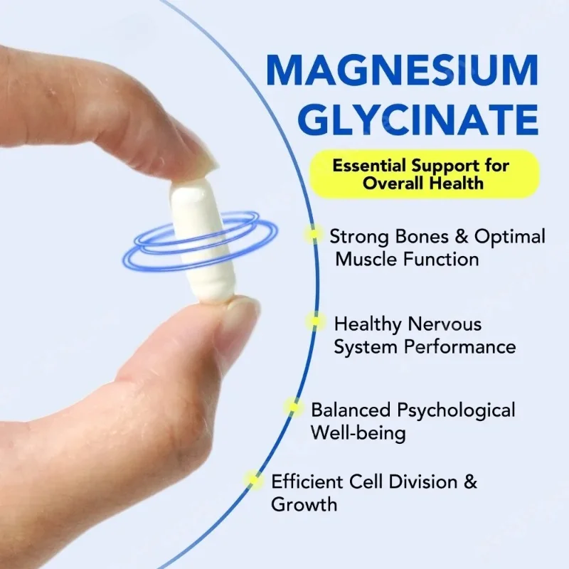 Magnesium Glycinate 1040mg High Absorption Bisglycinate Capsules for Sleep Muscle Recovery Nerve Support Energy 120 Count