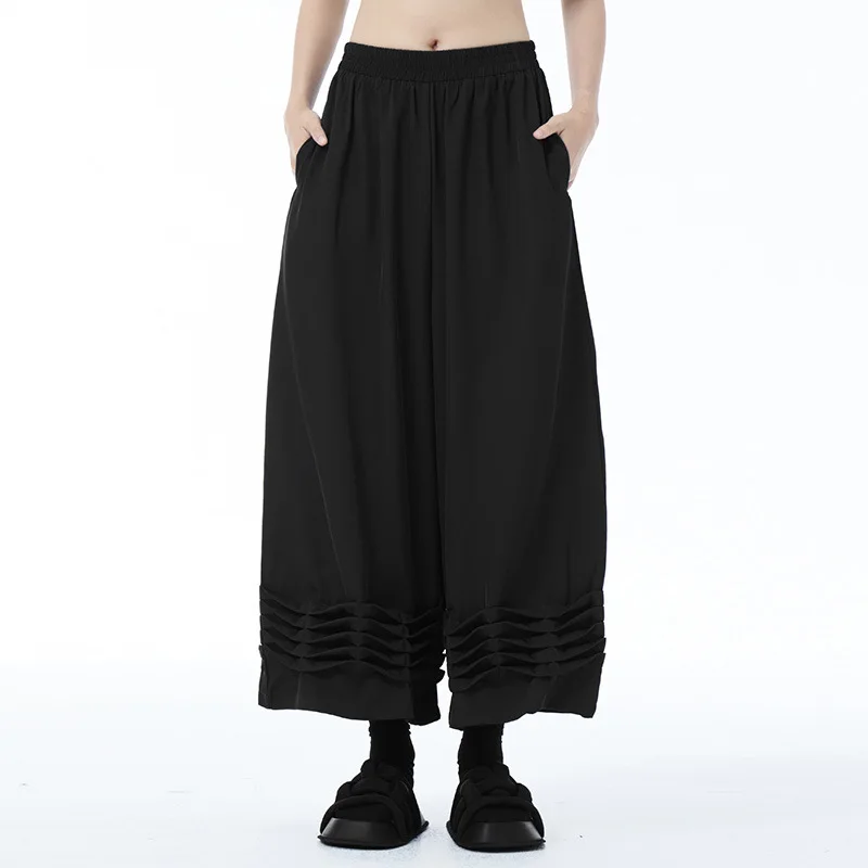 

High Waist Wide Leg Pants Pleated Straight Cut Color Summer New Loose Slimming Cotton Linen Street Style Women's Pants
