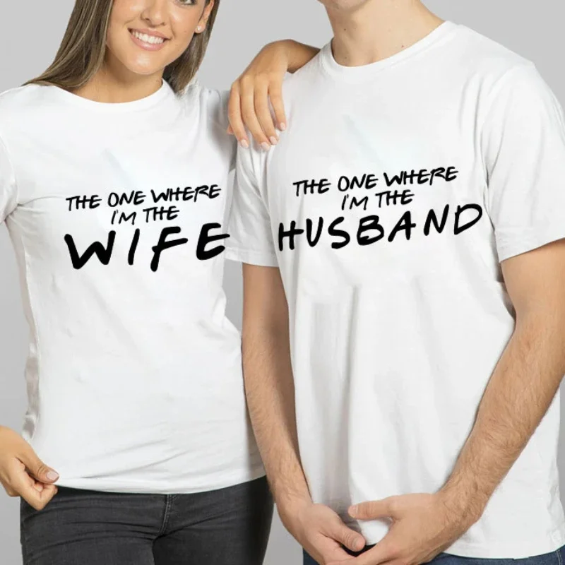 Fashion Couple Cotton Clothing The One Where I'm The Wife Husband T-Shirt Honeymoon Travel Tees Wedding Engagement Party Tops