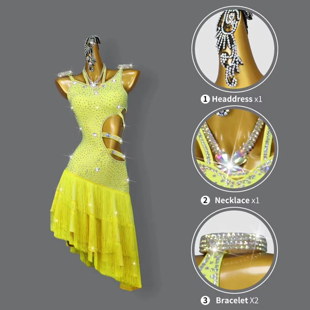 2025 สาวปาร์ตี้ชุดเต้นรําละตินเสื้อผ้าเซ็กซี่ชุดกีฬาสตรีเครื่องแต่งกายชุดกระโปรงชุดราตรี Dancewear ที่กําหนดเอง