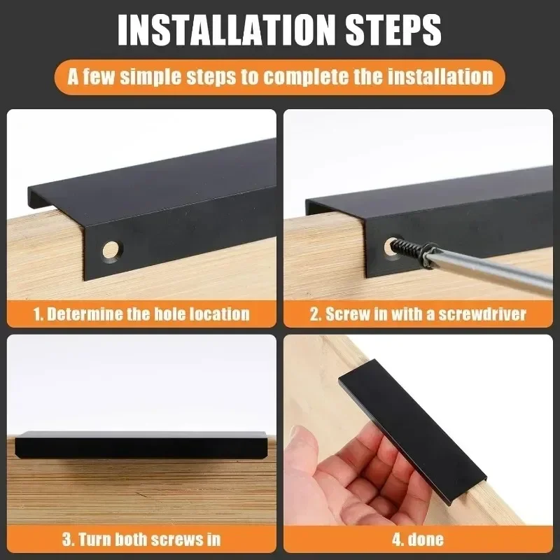 アルミニウム合金の見えない引き出しハンドル,食器棚のドアハンドル,パンチなしの家具,キャビネットノブ,家庭用ハードウェアキット,10〜1個