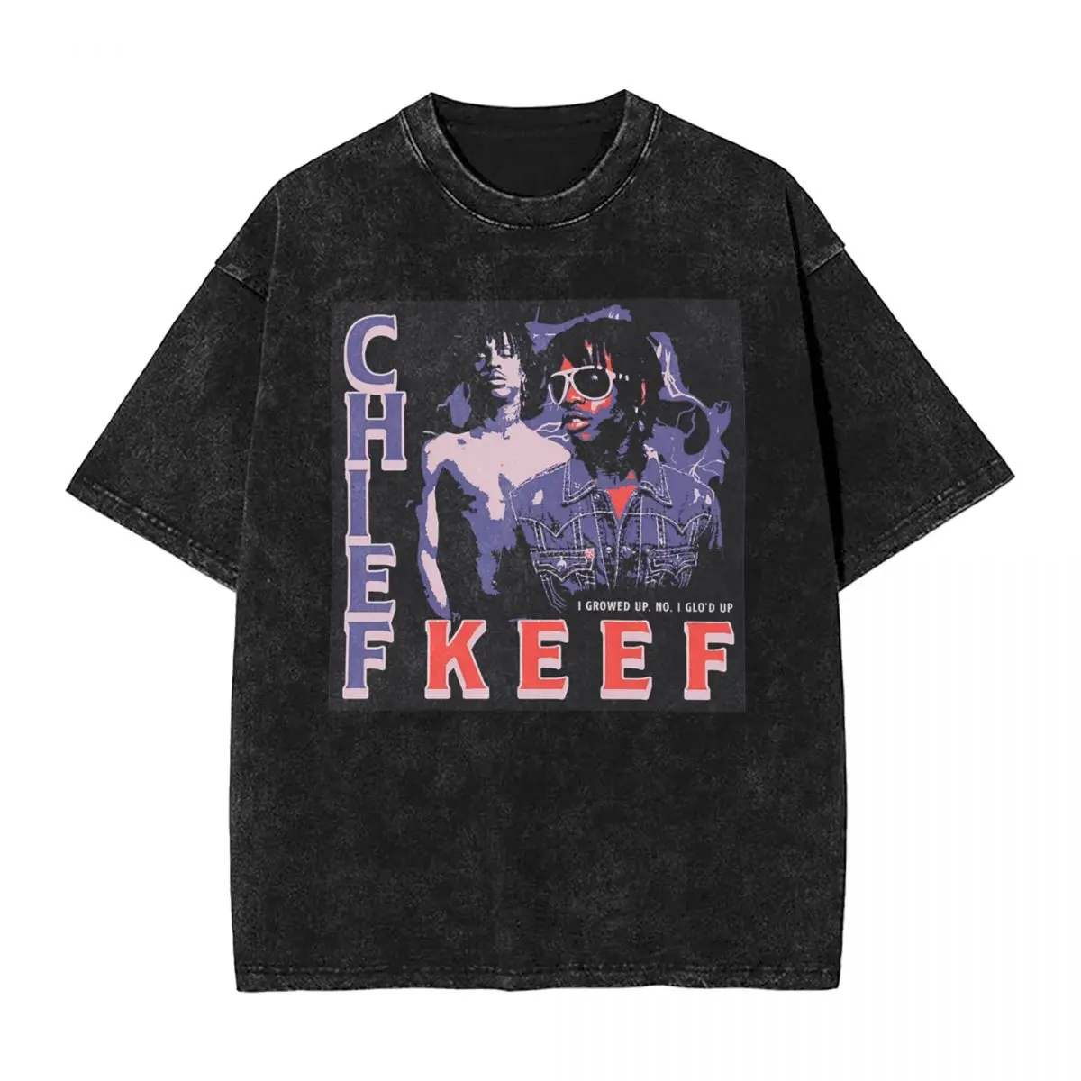 

Vintage Chief Keef Rap Hip Hop T Shirts Hip Hop Washed Cotton Harajuku T-Shirt Retro Men Women Tops Streetwear Summer Tee Shirt