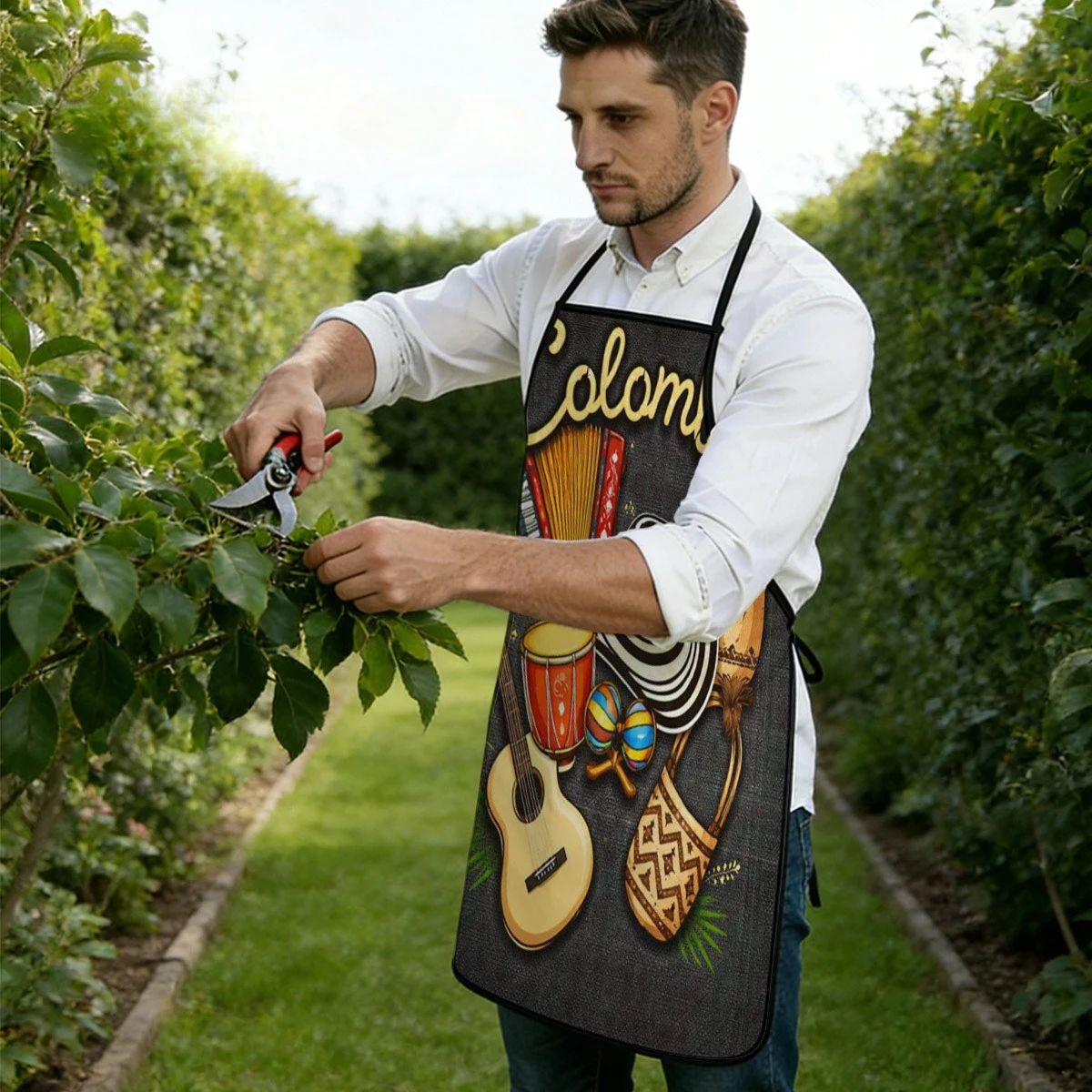 【Andean Melody】Cultural Print Apron, Stain-Resistant & Easy To Clean, Kitchen & Dining Room Work Apron